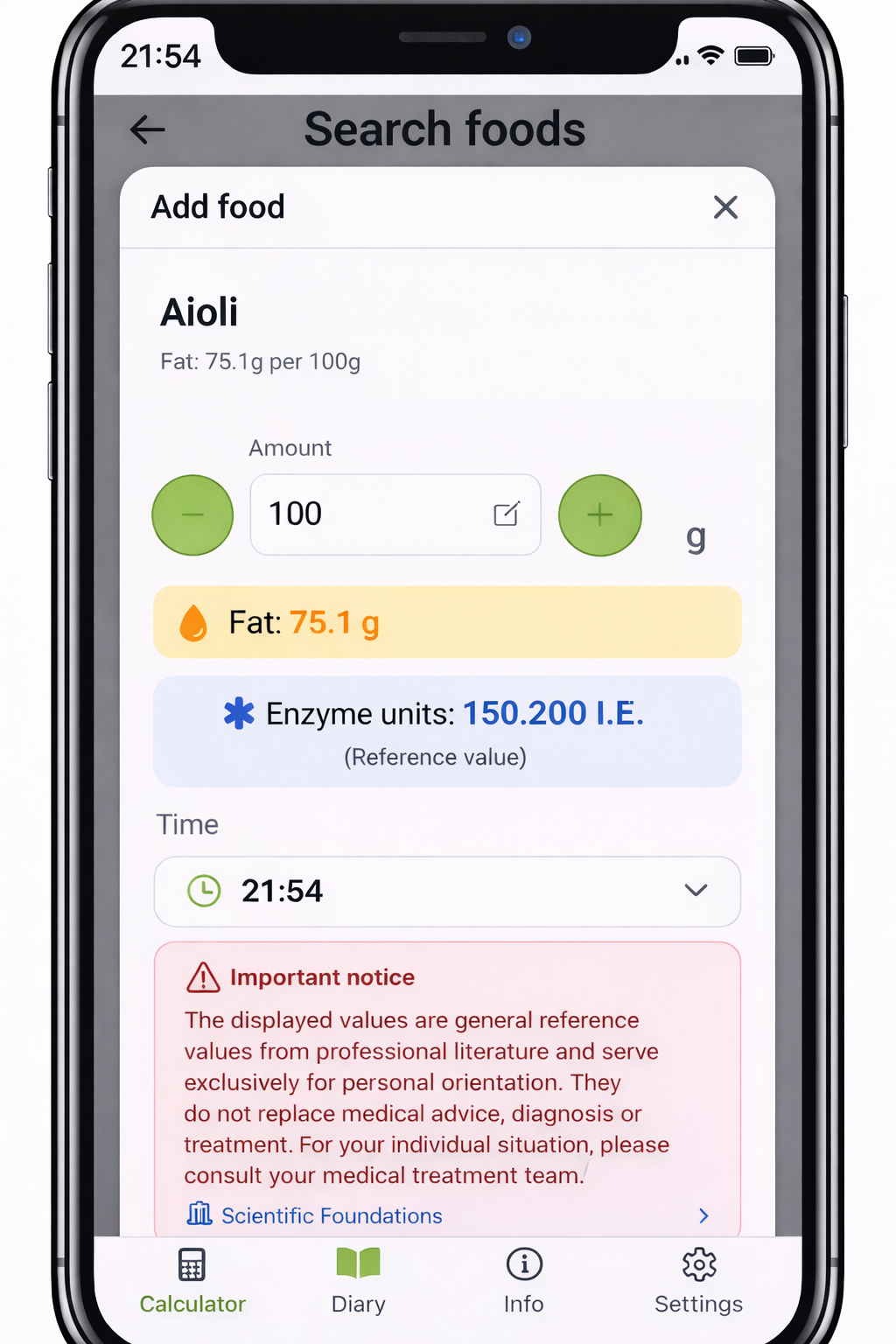 Enzyme Diary - Document meals and personal notes